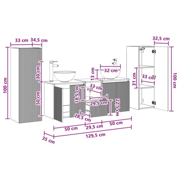 vidaXL Sada kúpeľňového nábytku 5 ks Dub artisan 33 x 34,5 x 100 cm – Obrázok 13