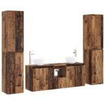 vidaXL Sada kúpeľňového nábytku 5 ks Staré drevo 33 x 34,5 x 160 cm – Obrázok 2