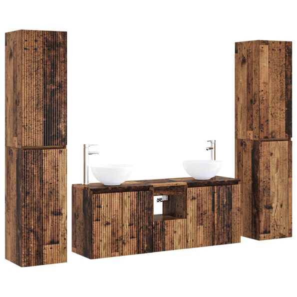 vidaXL Sada kúpeľňového nábytku 5 ks Staré drevo 33 x 34,5 x 160 cm – Obrázok 2