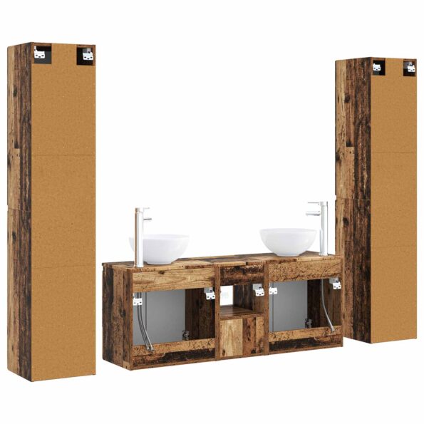 vidaXL Sada kúpeľňového nábytku 5 ks Staré drevo 33 x 34,5 x 160 cm – Obrázok 7