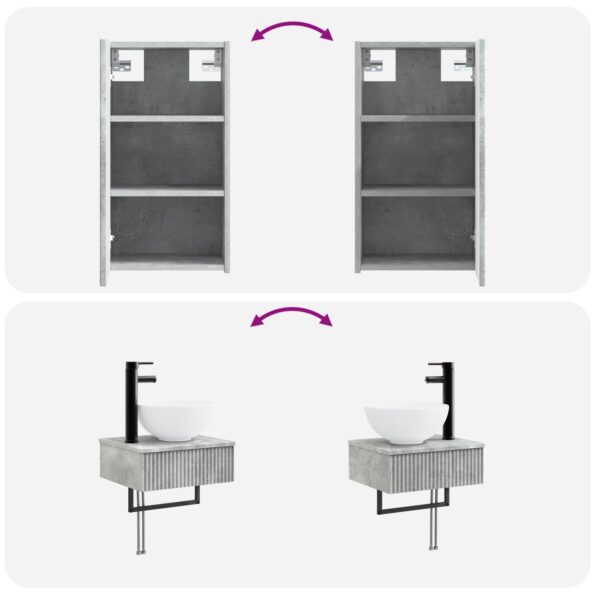 vidaXL Sada kúpeľňového nábytku 3 ks Betónovo sivá 33 x 34,5 x 160 cm – Obrázok 11