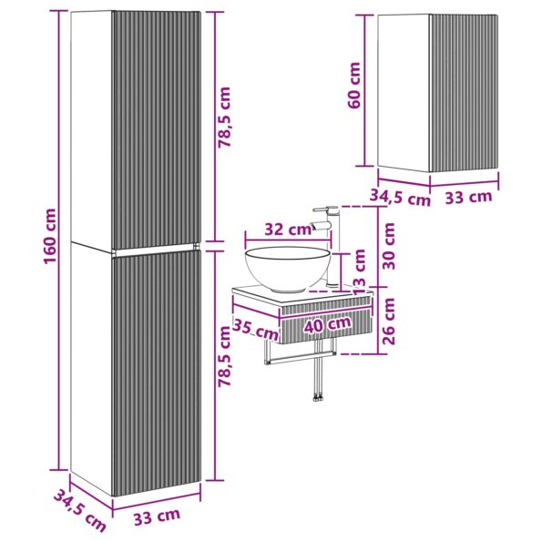 vidaXL Sada kúpeľňového nábytku 3 ks Betónovo sivá 33 x 34,5 x 160 cm – Obrázok 12
