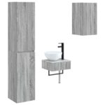 vidaXL Sada kúpeľňového nábytku 3 ks Sivý Sonoma 33 x 34,5 x 160 cm – Obrázok 2