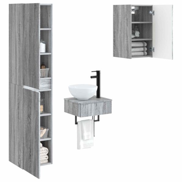 vidaXL Sada kúpeľňového nábytku 3 ks Sivý Sonoma 33 x 34,5 x 160 cm – Obrázok 3