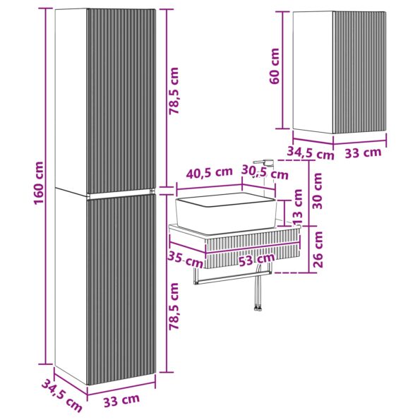 vidaXL Sada kúpeľňového nábytku 3 ks Betónovo sivá 33 x 34,5 x 160 cm – Obrázok 12