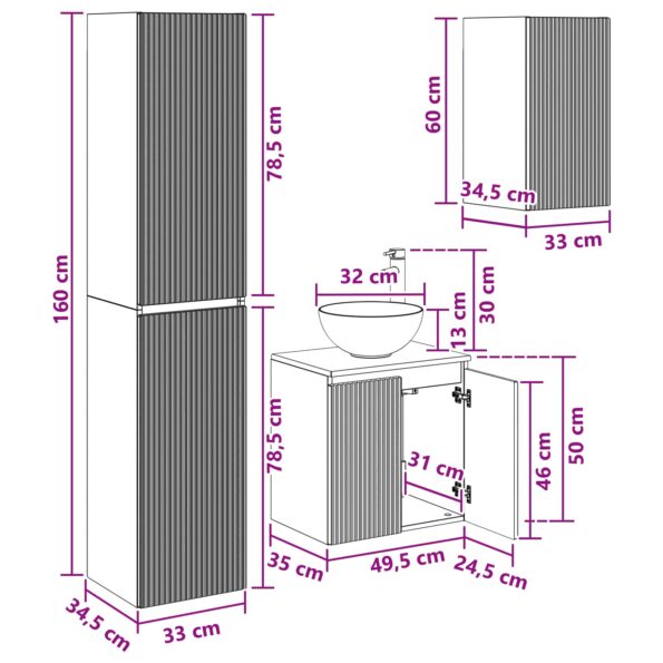 vidaXL Sada kúpeľňového nábytku 3 ks Dub sonoma 33 x 34,5 x 160 cm – Obrázok 12