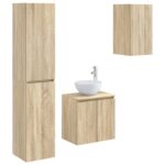 vidaXL Sada kúpeľňového nábytku 3 ks Dub sonoma 33 x 34,5 x 160 cm – Obrázok 2