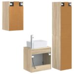 vidaXL Sada kúpeľňového nábytku 3 ks Dub sonoma 33 x 34,5 x 160 cm – Obrázok 7