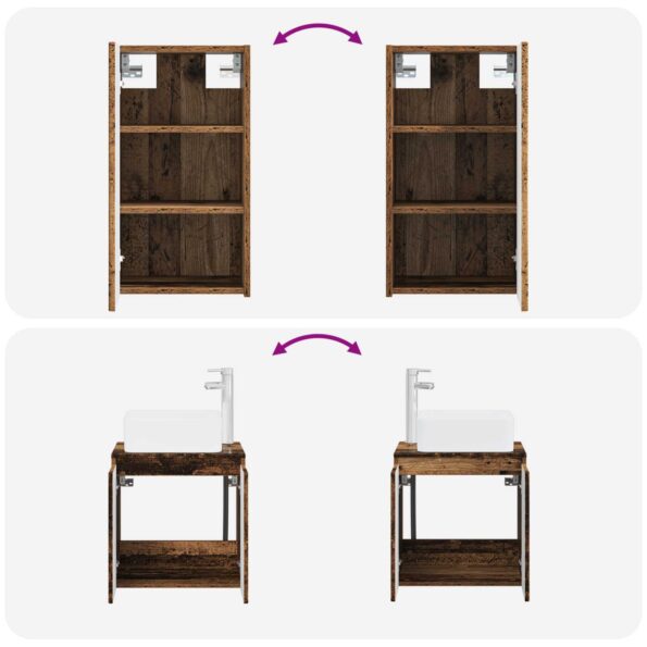 vidaXL Sada kúpeľňového nábytku 3 ks Staré drevo 33 x 34,5 x 160 cm – Obrázok 11