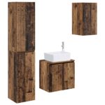vidaXL Sada kúpeľňového nábytku 3 ks Staré drevo 33 x 34,5 x 160 cm – Obrázok 2