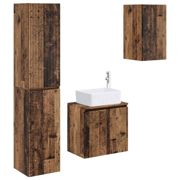 vidaXL Sada kúpeľňového nábytku 3 ks Staré drevo 33 x 34,5 x 160 cm – Obrázok 2