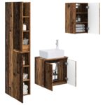 vidaXL Sada kúpeľňového nábytku 3 ks Staré drevo 33 x 34,5 x 160 cm – Obrázok 3