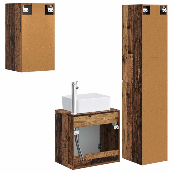 vidaXL Sada kúpeľňového nábytku 3 ks Staré drevo 33 x 34,5 x 160 cm – Obrázok 7