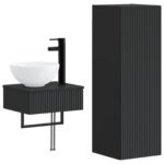 vidaXL Sada kúpeľňového nábytku 2 ks Čierna 33 x 34,5 x 100 cm – Obrázok 2