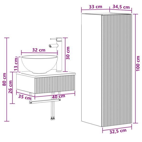 vidaXL Sada kúpeľňového nábytku 2 ks Sivý Sonoma 33 x 34,5 x 100 cm – Obrázok 10
