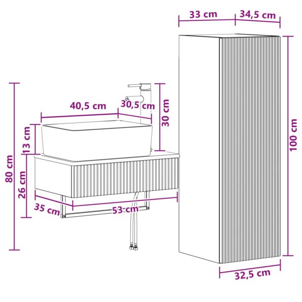 vidaXL Sada kúpeľňového nábytku 2 ks Sivý Sonoma 33 x 34,5 x 100 cm – Obrázok 10