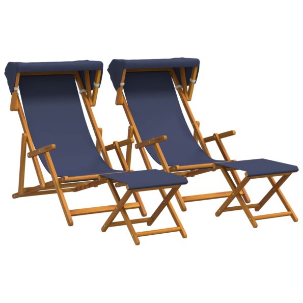 vidaXL Lehátko 4 pcs 3 Poloha Masívne eukalyptové drevo Modrá – Obrázok 2