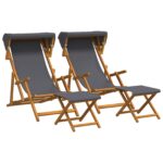 vidaXL Lehátko 4 pcs 3 Poloha Masívne eukalyptové drevo Sivá – Obrázok 2
