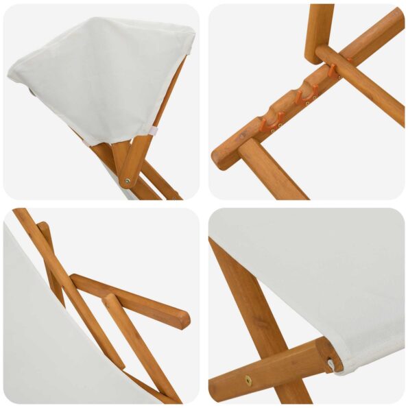 vidaXL Lehátko 4 pcs 3 Poloha Masívne eukalyptové drevo Krémová – Obrázok 5