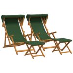 vidaXL Lehátko 4 pcs 3 Poloha Masívne eukalyptové drevo Zelená – Obrázok 2