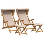 vidaXL Lehátko 4 pcs 3 Poloha Masívne eukalyptové drevo Béžová – Obrázok 2