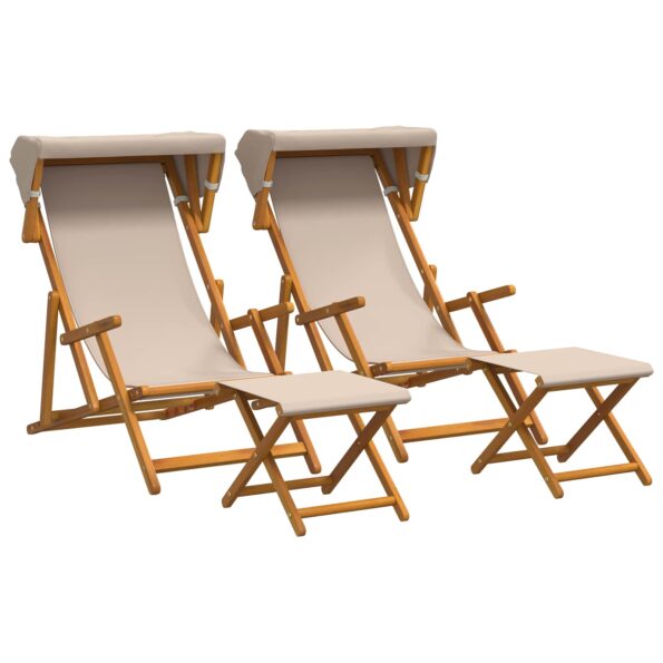 vidaXL Lehátko 4 pcs 3 Poloha Masívne eukalyptové drevo Béžová – Obrázok 2