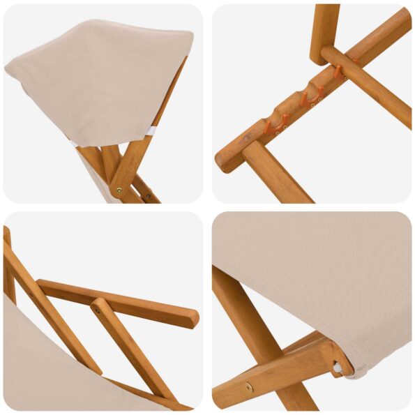 vidaXL Lehátko 4 pcs 3 Poloha Masívne eukalyptové drevo Béžová – Obrázok 5