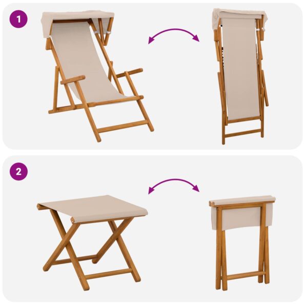 vidaXL Lehátko 4 pcs 3 Poloha Masívne eukalyptové drevo Béžová – Obrázok 8