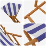vidaXL Lehátko 4 pcs 3 Poloha Masívne eukalyptové drevo Modrá a biela – Obrázok 5
