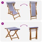 vidaXL Lehátko 4 pcs 3 Poloha Masívne eukalyptové drevo Modrá a biela – Obrázok 8