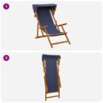 vidaXL Lehátko 2 pcs 3 Poloha Masívne eukalyptové drevo Modrá – Obrázok 8
