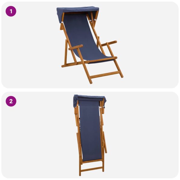 vidaXL Lehátko 2 pcs 3 Poloha Masívne eukalyptové drevo Modrá – Obrázok 8