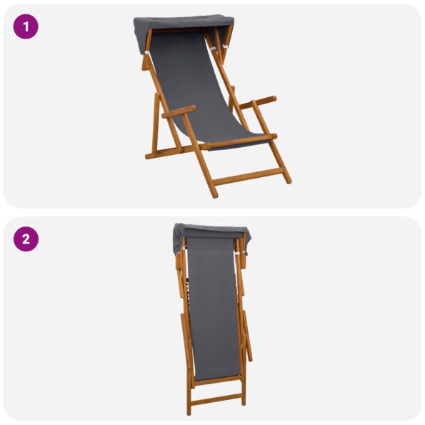 vidaXL Lehátko 2 pcs 3 Poloha Masívne eukalyptové drevo Sivá – Obrázok 8