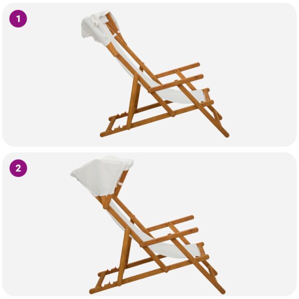 vidaXL Lehátko 2 pcs 3 Poloha Masívne eukalyptové drevo Krémová – Obrázok 9