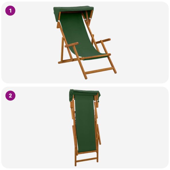 vidaXL Lehátko 2 pcs 3 Poloha Masívne eukalyptové drevo Zelená – Obrázok 8