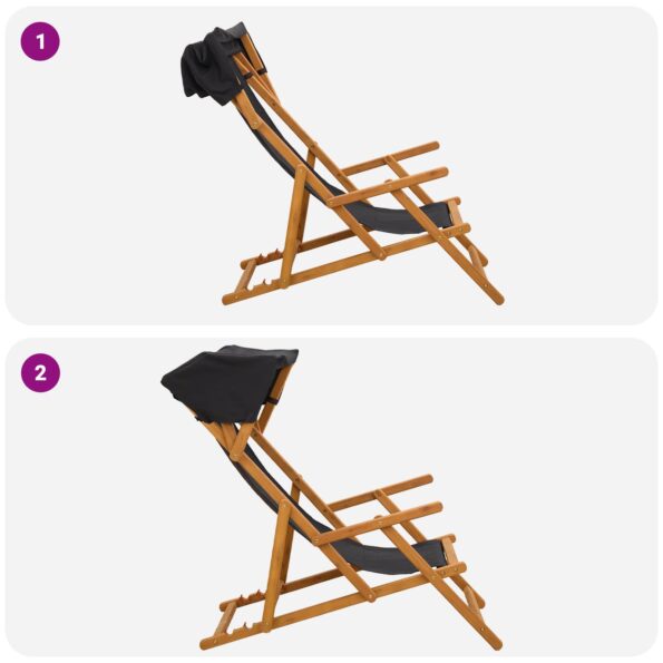vidaXL Lehátko 2 pcs 3 Poloha Masívne eukalyptové drevo Čierna – Obrázok 9