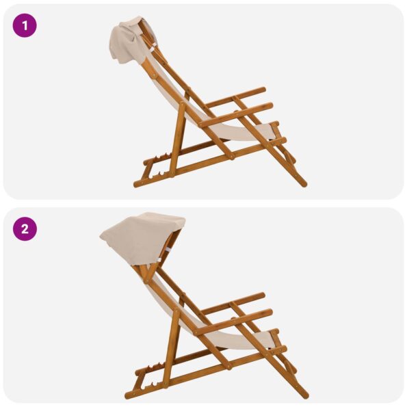 vidaXL Lehátko 2 pcs 3 Poloha Masívne eukalyptové drevo Béžová – Obrázok 9