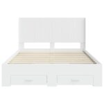 vidaXL Posteľový rám s úložným priestorom a čelom Biela – Obrázok 6