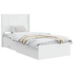 vidaXL Posteľový rám s úložným priestorom a čelom Biela 90 x 190 cm – Obrázok 2