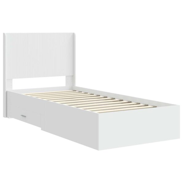 vidaXL Posteľový rám s úložným priestorom a čelom Biela 90 x 190 cm – Obrázok 4