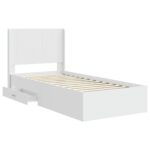 vidaXL Posteľový rám s úložným priestorom a čelom Biela 90 x 190 cm – Obrázok 5