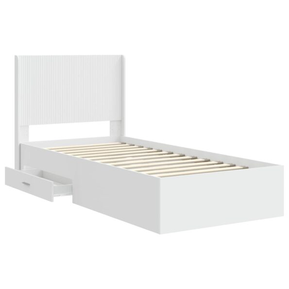vidaXL Posteľový rám s úložným priestorom a čelom Biela 90 x 190 cm – Obrázok 5