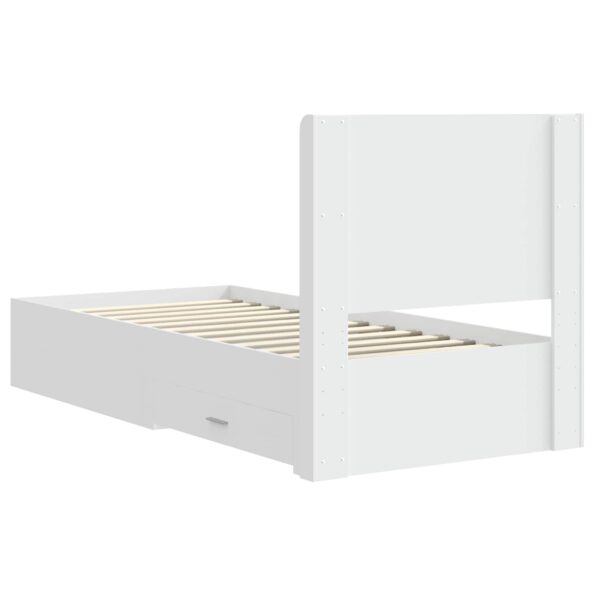 vidaXL Posteľový rám s úložným priestorom a čelom Biela 90 x 190 cm – Obrázok 8
