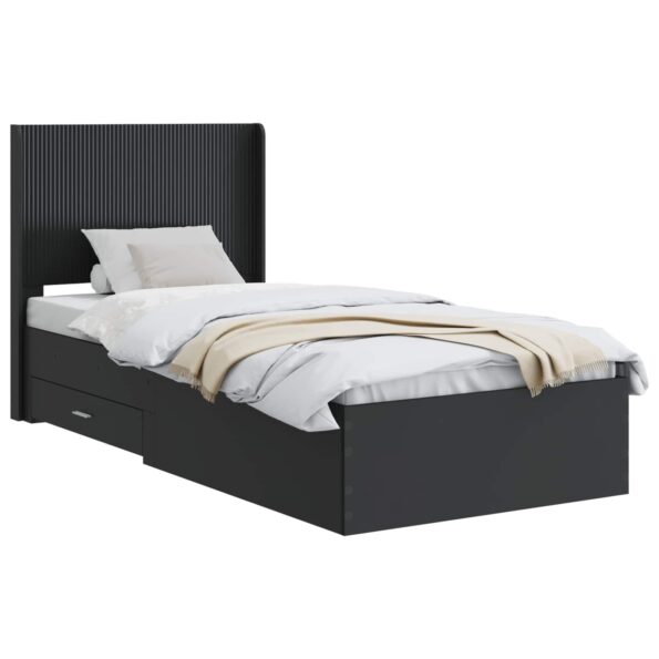 vidaXL Posteľový rám s úložným priestorom a čelom Čierna 75 x 190 cm – Obrázok 2