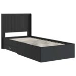 vidaXL Posteľový rám s úložným priestorom a čelom Čierna 75 x 190 cm – Obrázok 4