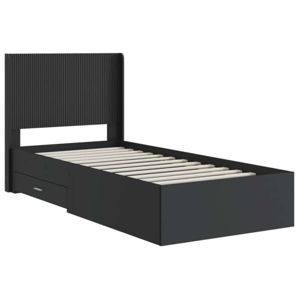 vidaXL Posteľový rám s úložným priestorom a čelom Čierna 75 x 190 cm – Obrázok 4