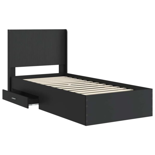 vidaXL Posteľový rám s úložným priestorom a čelom Čierna 75 x 190 cm – Obrázok 5