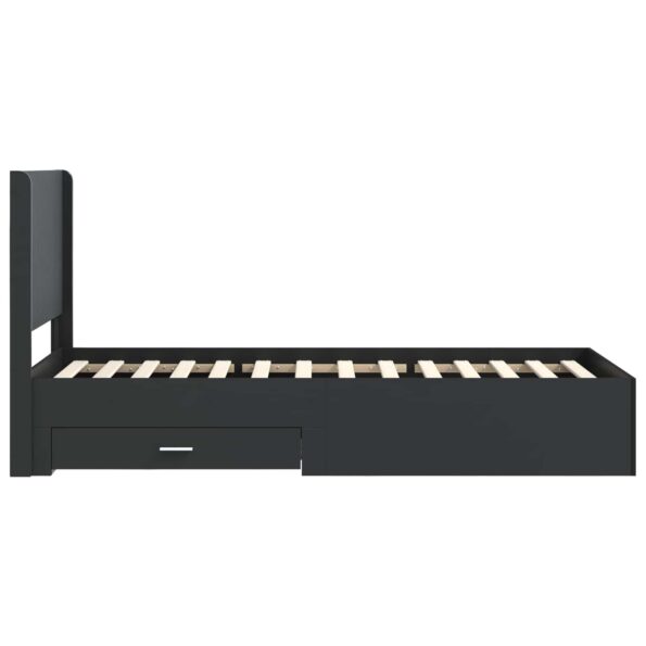 vidaXL Posteľový rám s úložným priestorom a čelom Čierna 75 x 190 cm – Obrázok 7