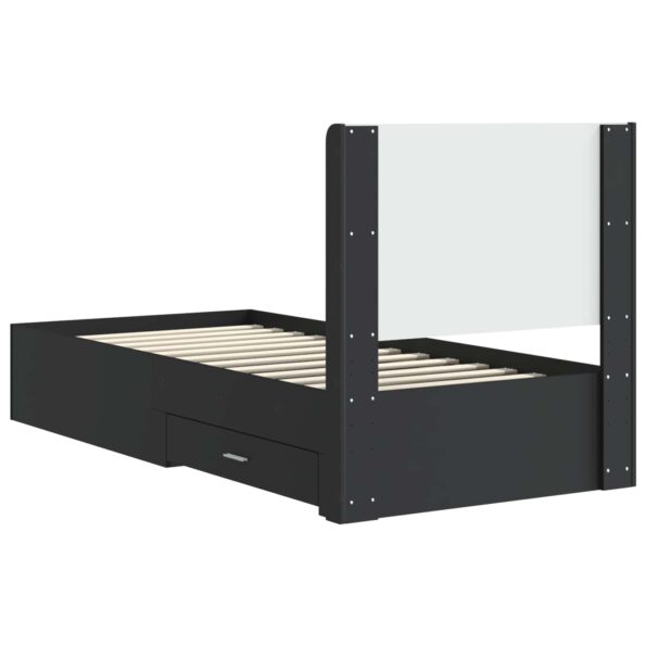 vidaXL Posteľový rám s úložným priestorom a čelom Čierna 75 x 190 cm – Obrázok 8