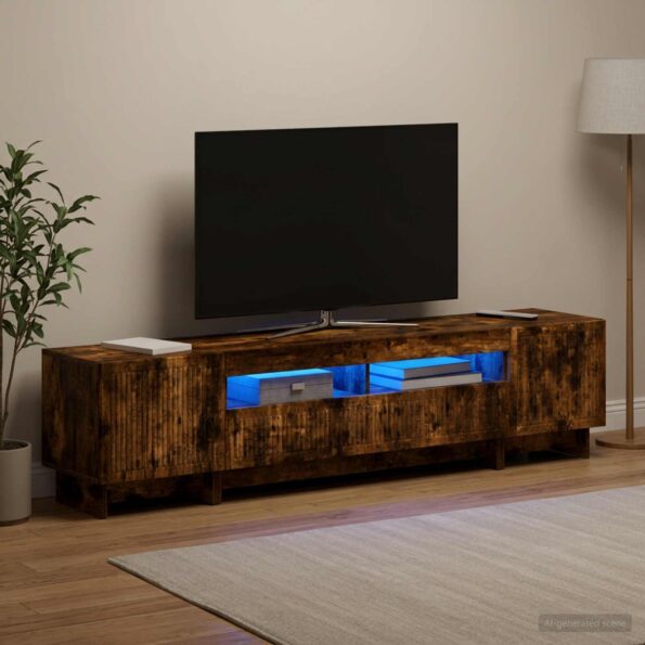 vidaXL 5-dielny LED TV kabinet Dymový dub Kompozitné drevo – Obrázok 3